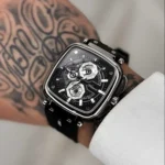 ساعت مردانه مربعی اکسنت سیاه و سفید