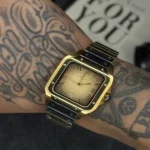 ساعت مردانه تمام استیل طلایی سانتوس دِکارتیر Santos De Cartier