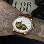 ساعت مردانه پتک فیلیپ قاب نگینی Patek Philippe pg371 بند چرمی