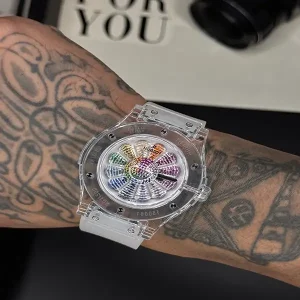 ساعت هابلوت تاکاشی موراکامی شیشه ای رنگین کمان Hublot Takashi Murakami sapphire