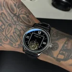 ساعت پتک فیلیپ توربیلونPatek Philippe Tourbillonبند چرمی صفحه مشکی