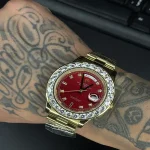 ساعت مردانه تمام استیل طلایی رولکس دی دیت نگین مارکیز Rolex Day-Date