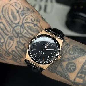 ساعت امگا کانسلیشن بند چرمی مشکی Omega Constelation