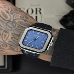 ساعت مردانه پتک فیلیپ کیوبیتس Patek Philippe Cubitus بند برزنتی صفحه سرمه ای