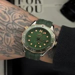 ساعت مردانه امگا سیمستر بند سیلیکنی Omega Seamaster Driver 300M صفحه سبز